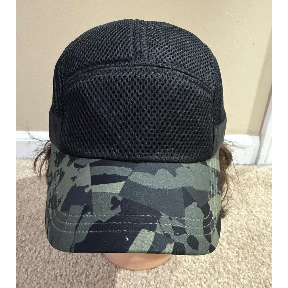 Lululemon Black Green Camo Running Cap Adjustable Mesh Gorp Core Athletic Hat